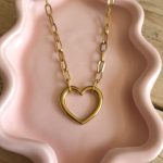 Goudkleurige schakelketting met open hart hanger – Studio Glow Jewels