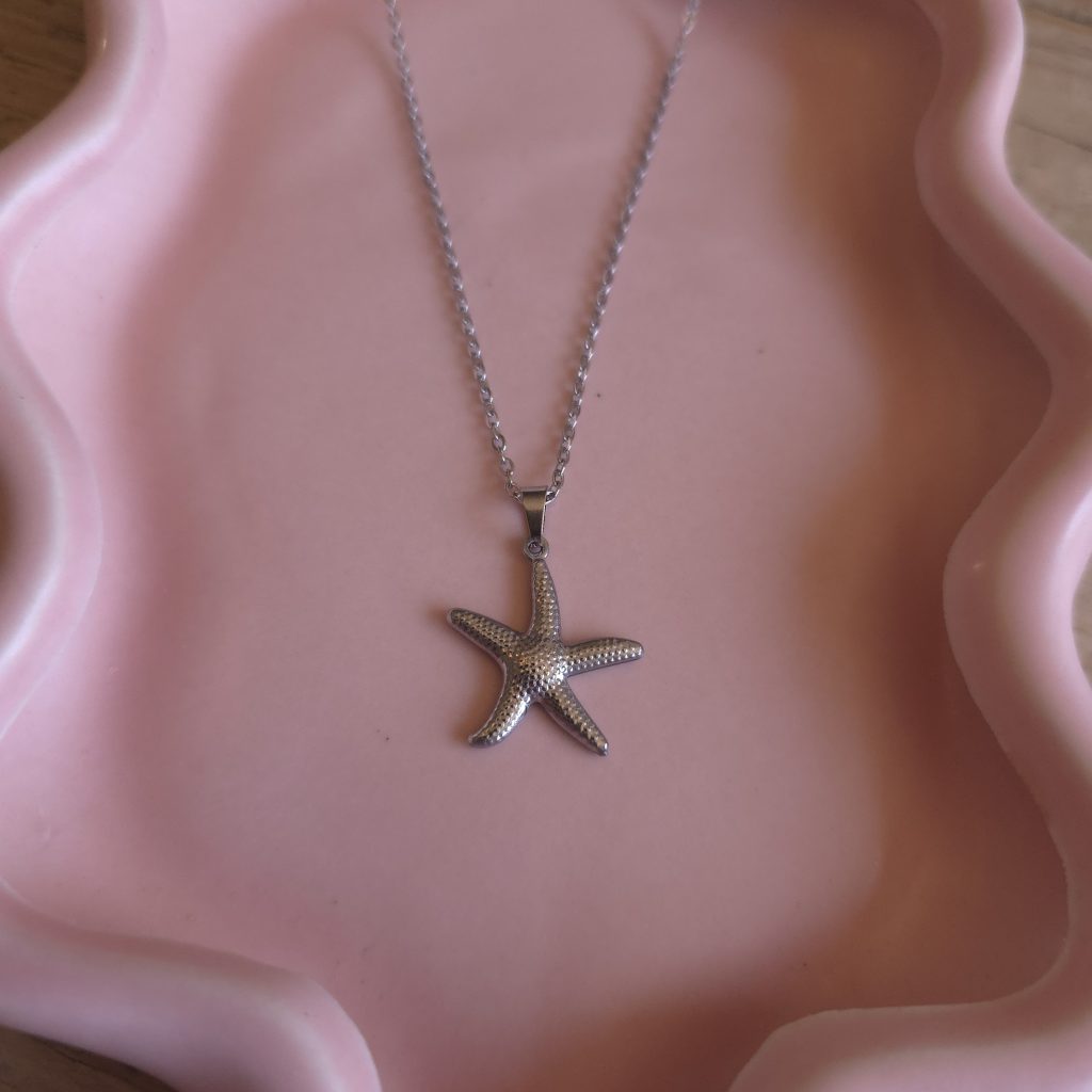 Zilverkleurige ketting met gedetailleerde zeesterhanger – Studio Glow Jewels